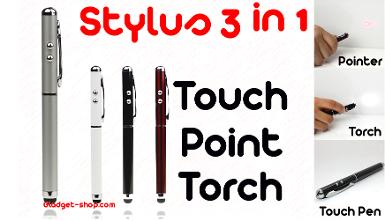 ปากกา Stylus Touch Pen 3 in 1 (มี Laser Pointer พร้อมไฟฉายฉุกเฉิน)